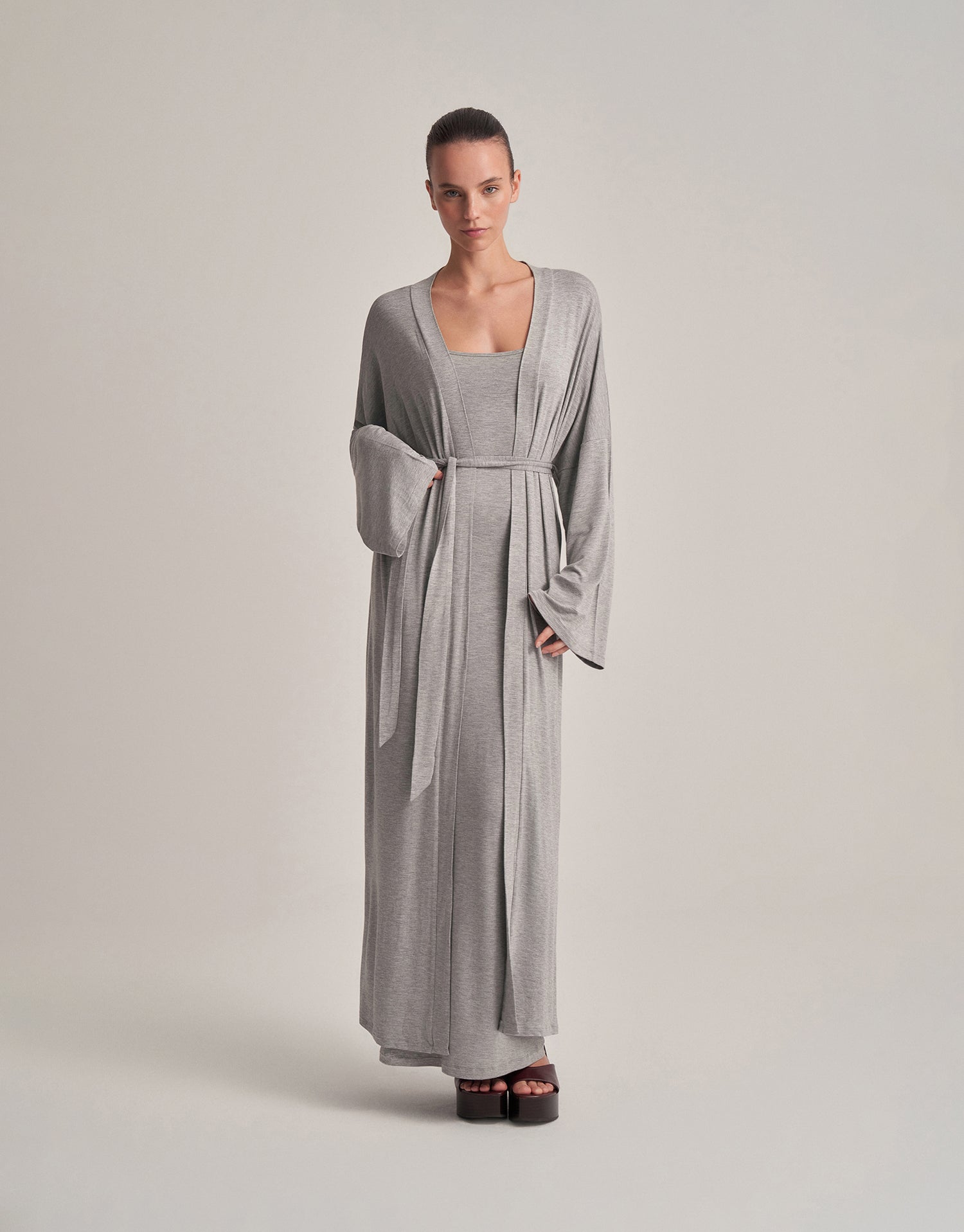 SOFT LOUNGE KIMONO GREY MELANGE