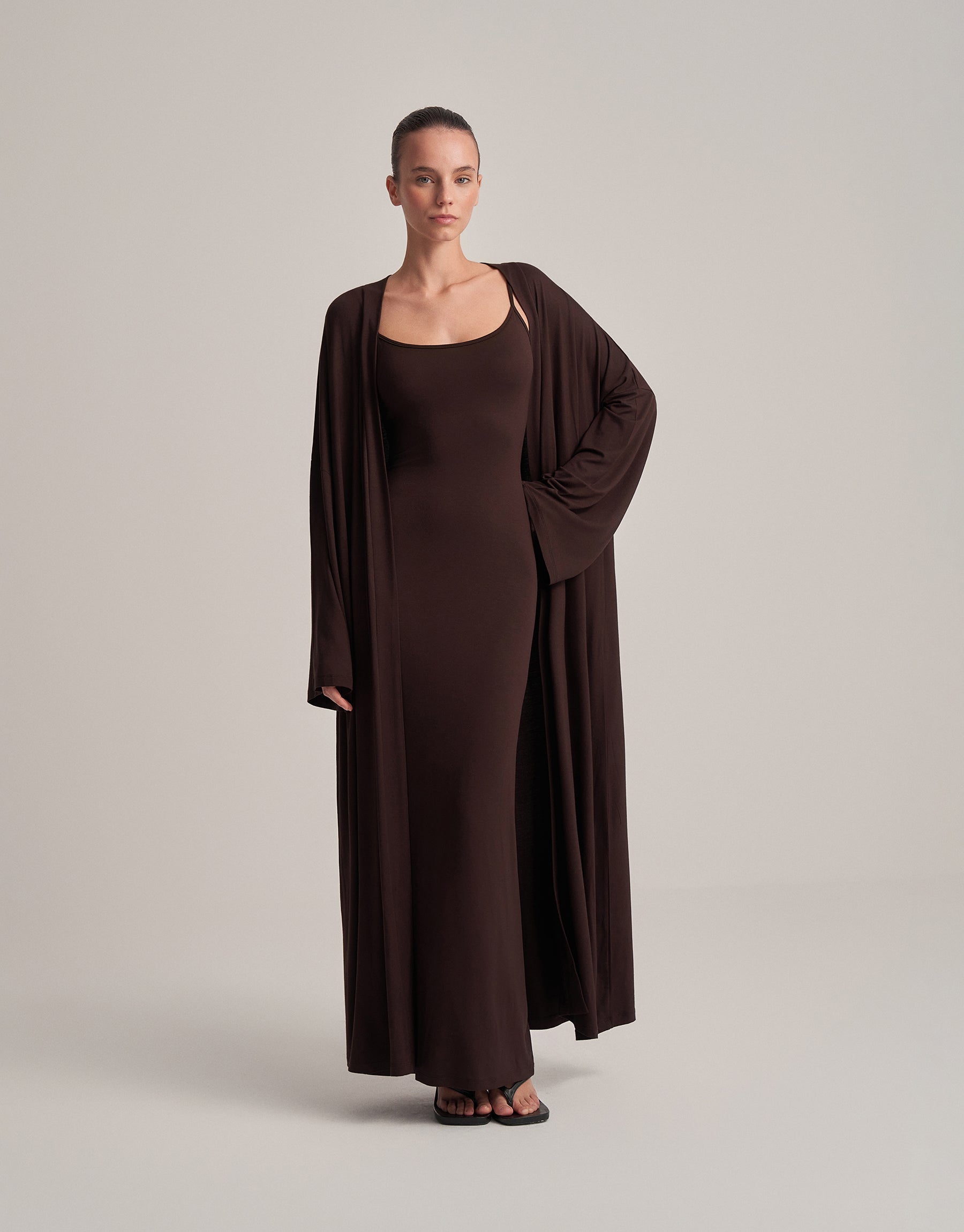 SOFT LOUNGE KIMONO BITTER COFFEE